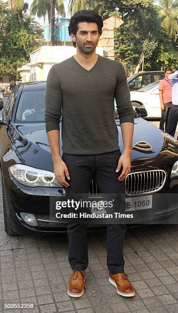 Bollywood actor Aditya Roy Kapur during the trailer launch of film Fitoor at PVR Juhu on January 4, 2016 in Mumbai, India. Fitoor is an upcoming...