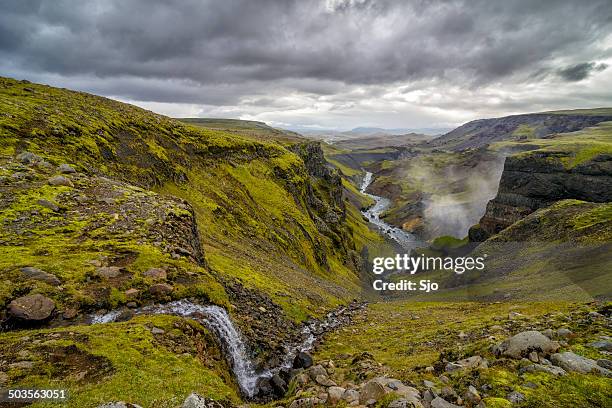 iceland canyon with the fossa river - fossa river stock pictures, royalty-free photos & images