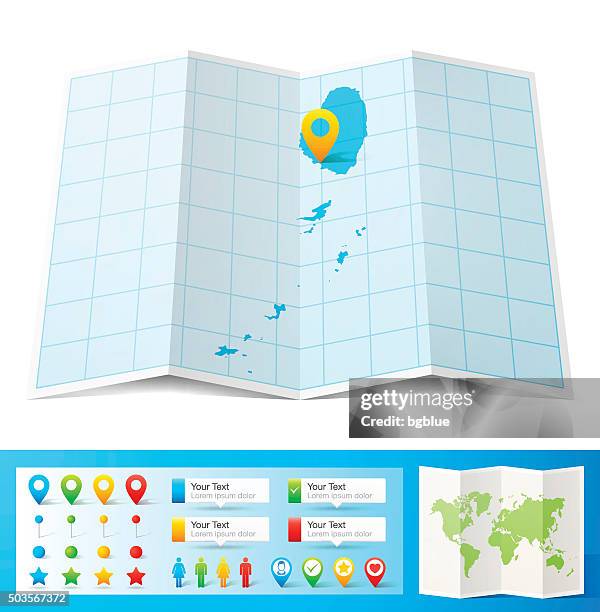 saint vincent and the grenadines map with location pins - tobago cays grenadines stock illustrations
