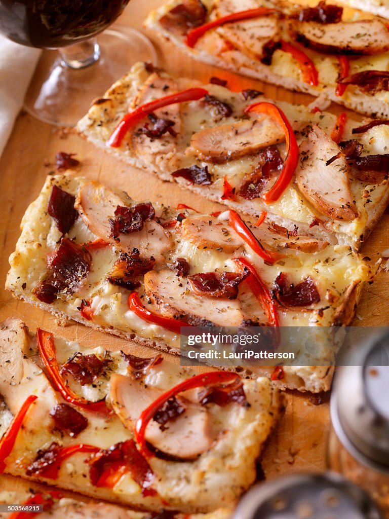 Grilled Chicken Carbonara Flatbread Pizza