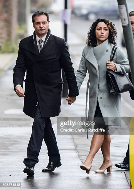 Eva Carneiro and husband Jason De Carteret arrive at Montague Court, Croydon for an initial hearing in an employment tribunal on January 6, 2016 in...