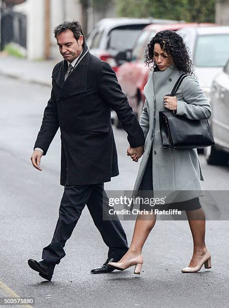 Eva Carneiro and husband Jason De Carteret arrive at Montague Court, Croydon for an initial hearing in an employment tribunal on January 6, 2016 in...