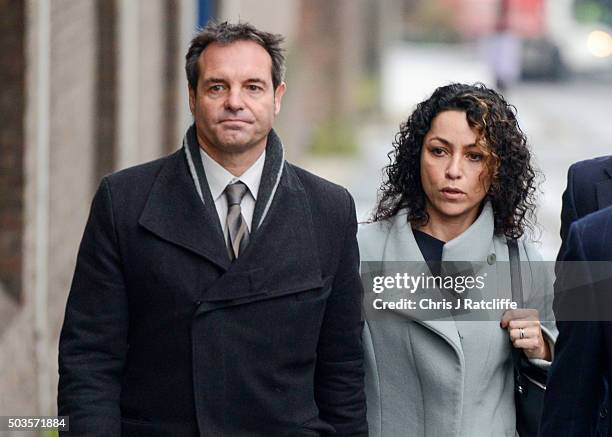 Eva Carneiro and husband Jason De Carteret arrive at Montague Court, Croydon for an initial hearing in an employment tribunal on January 6, 2016 in...