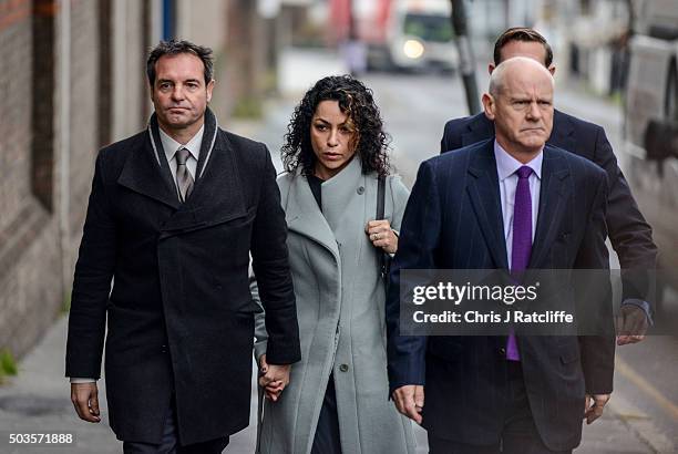 Eva Carneiro and husband Jason De Carteret arrive at Montague Court, Croydon for an initial hearing in an employment tribunal on January 6, 2016 in...