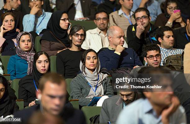 Tehran, Iran Students sitting in a lecture hall at Tehran University on October 18, 2015 in Tehran, Iran.