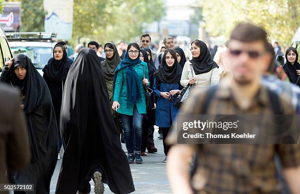 Tehran, Iran Students are seen at campus of Tehran University on October 18, 2015 in Tehran, Iran.