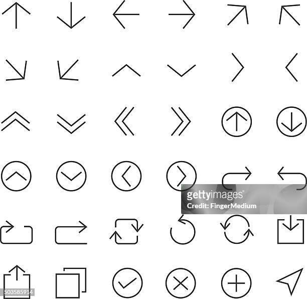 arrow icon set - thin stock illustrations