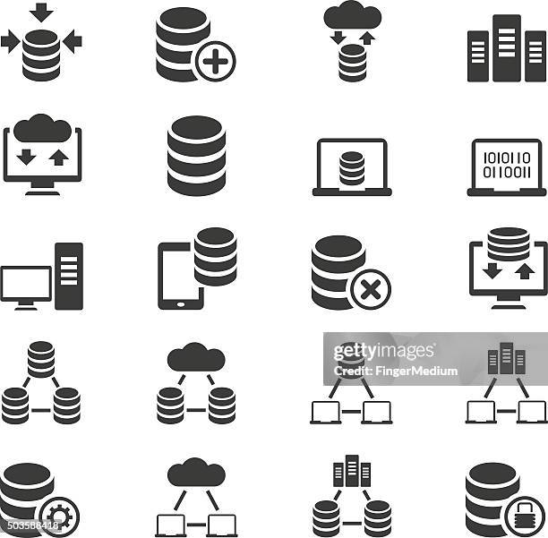 database icon set - network connection plug stock illustrations