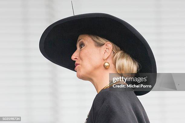 Queen Maxima of The Netherlands arrives to attend the award ceremony for the Tuinbouw Ondernemersprijs 2016 at the Keukenhof flower show on January...