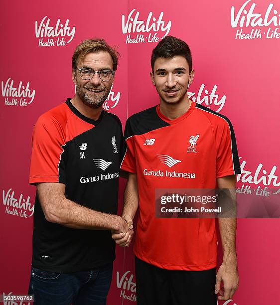 Marko Grujic new player for Liverpool with Jurgen Klopp manager of Liverpool at Melwood Training Ground on January 6, 2016 in Liverpool, England.