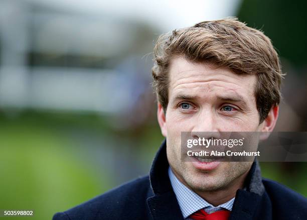 Sam Thomas poses at Huntingdon racecourse on January 06, 2016 in Huntingdon, England.