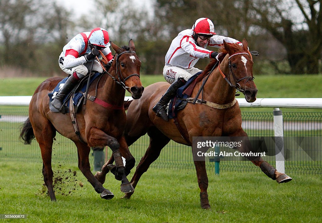 Huntingdon Races Wayne Hutchinson riding Kings Bayonet clear the last to win The... News ...