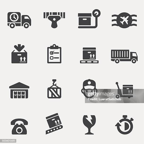 stockillustraties, clipart, cartoons en iconen met logistics silhouette icons | eps10 - breaker box