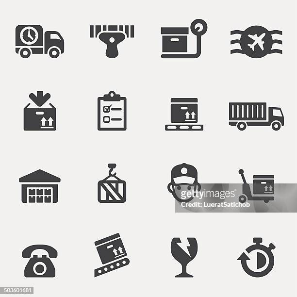 ilustrações de stock, clip art, desenhos animados e ícones de logistics icons/eps10 silhueta - encher