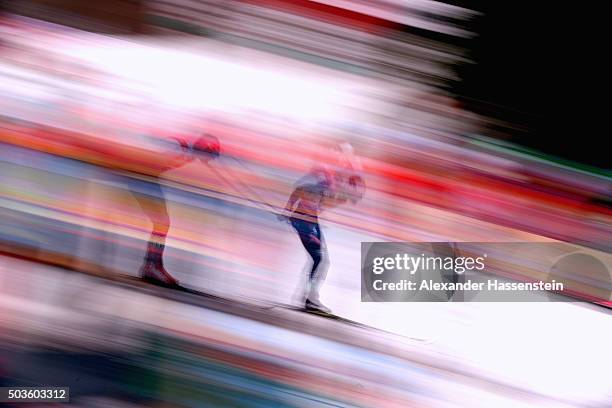 Athletes compete at the Mens 15km Mass Start Classic Competition during day 2 of the FIS Tour de Ski event on January 6, 2016 in Oberstdorf, Germany.