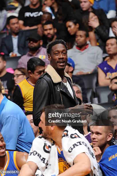 Former NBA player Larry Sanders attends the game between the Golden State Warriors and the Los Angeles Lakers at STAPLES Center on January 05, 2016...