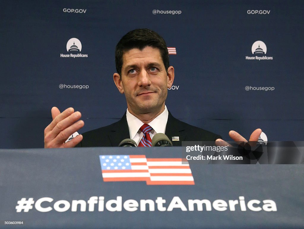 House Speaker Paul Ryan And GOP House Leadership Address The Media