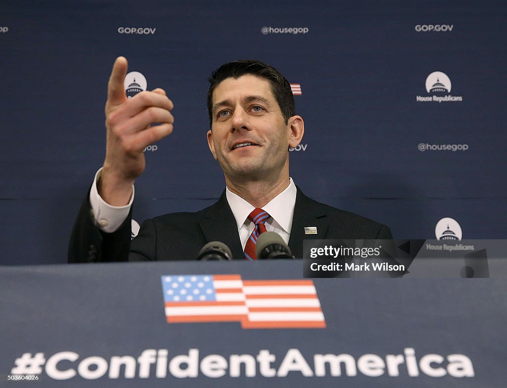 House Speaker Paul Ryan And GOP House Leadership Address The Media