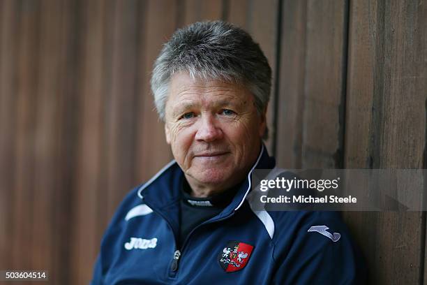 Steve Perryman the Exeter City Director of Football poses during the Exeter City FA Cup Media Day at the Cliff Hill training ground on January 6,...