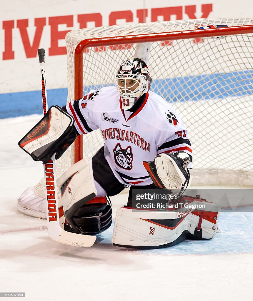 Ryan Ruck Ryan Ruck of the Northeastern Huskies makes a save against the... News ...