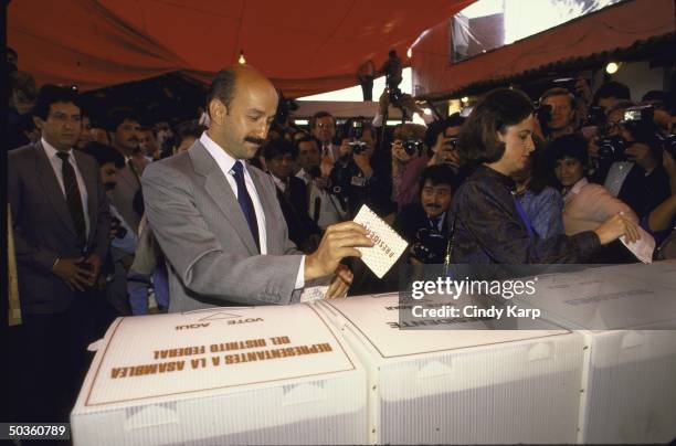 Mexican PRI Presidential candidate Carlos de Salinas Gortari voting in the presidential election.