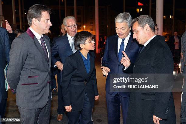 Mayor of Antwerp and N-VA chairman Bart De Wever , Antwerp province governor Cathy Berx , former French president and President of French wight-wing...