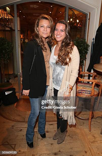 Romana Hinterseer and her daughter Laura Hinterseer during the Neujahrs-Karpfenessen at Hotel zur Tenne on January 6, 2016 in Kitzbuehel, Austria.