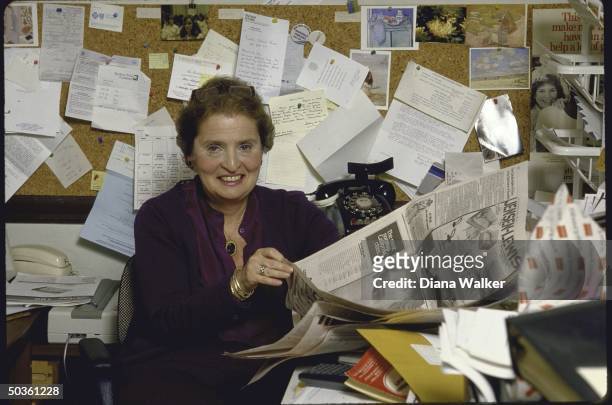 Georgetown Univ. Professor Madeleine K. Albright, foreign policy advisor to presidential candidate Michael S. Dukakis, working in her office.