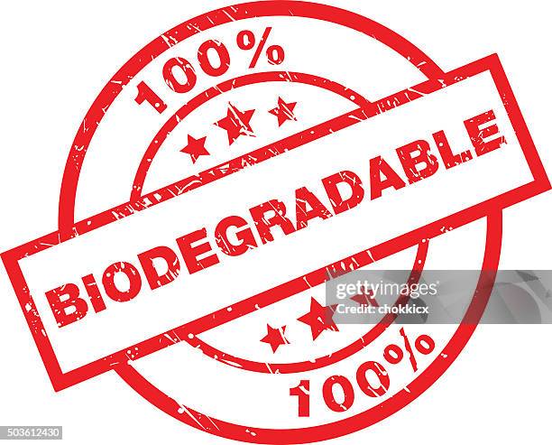 illustrations, cliparts, dessins animés et icônes de biodégradable étiquette de timbre en caoutchouc - biodegradable