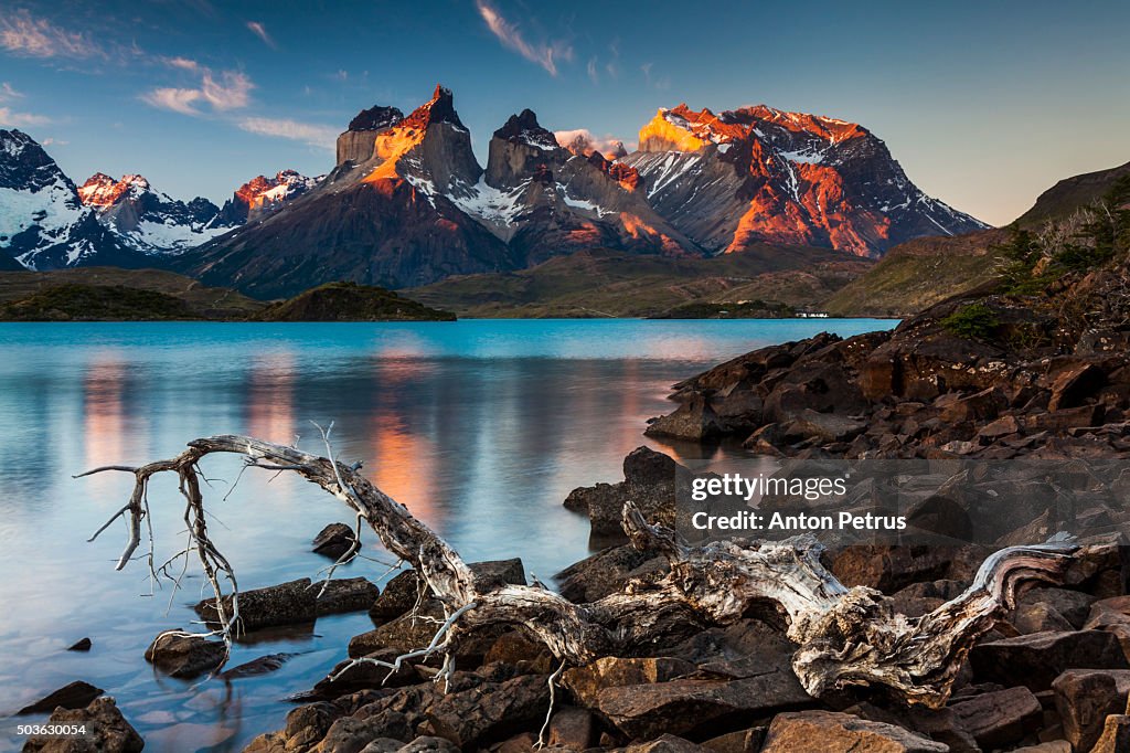 Sunset in Torres del Paine National Park,  Chile