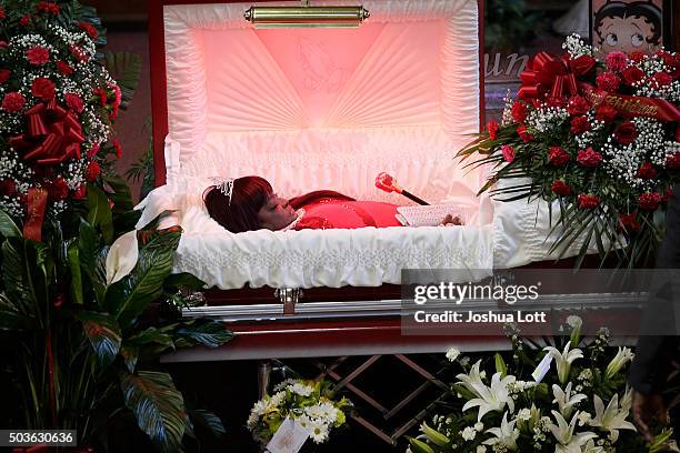 Bettie Jones lays in her casket during her funeral at New Mount Pilgrim Missionary Baptist Church January 6, 2016 in Chicago, Illinois. Bettie Jones,...