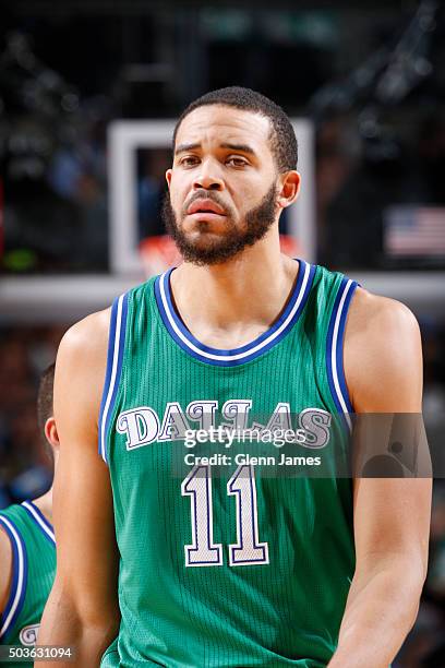 Close up shot of JaVale McGee of the Dallas Mavericks during the game against the Milwaukee Bucks on December 28, 2015 at the American Airlines...