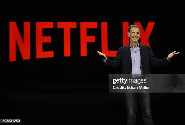 Netflix CEO Reed Hastings delivers a keynote address at CES 2016 at The Venetian Las Vegas on January 6, 2016 in Las Vegas, Nevada. CES, the world's...