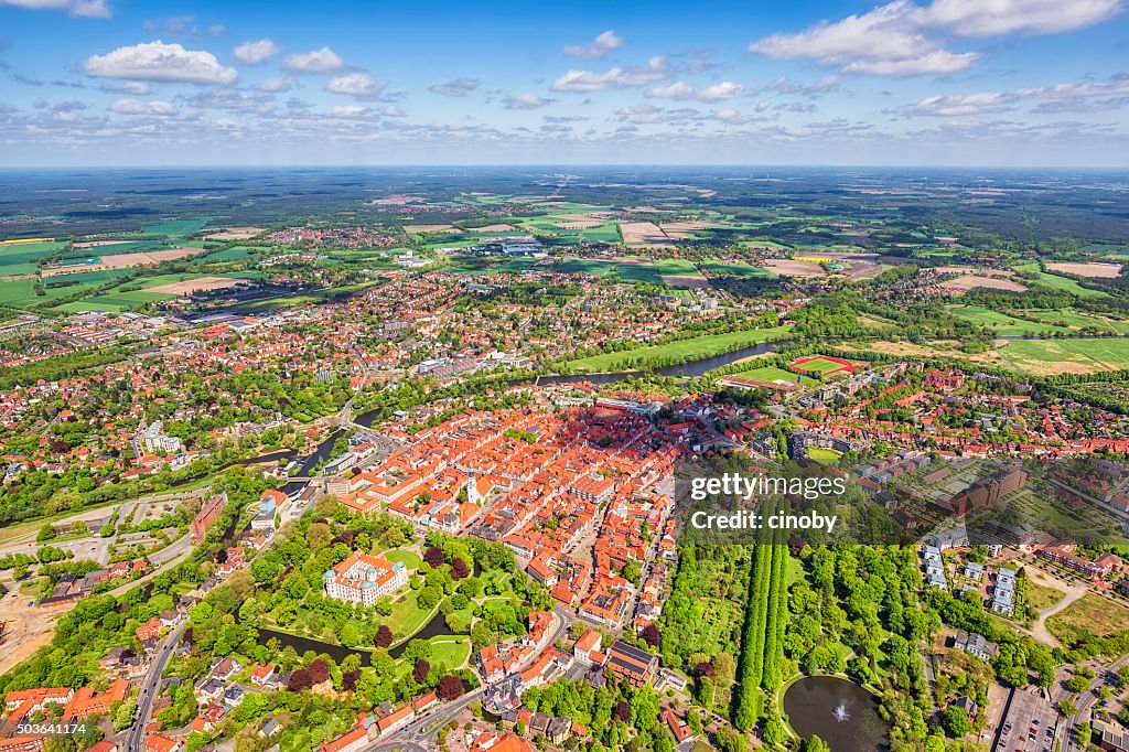 Aerial View of ancient downtown district Celle , Lower Saxony