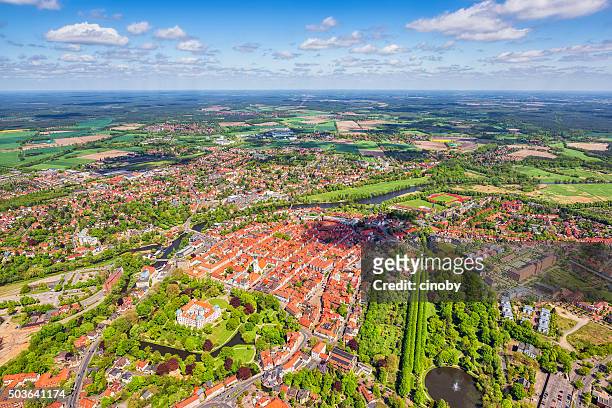 aerial view of ancient downtown district celle , lower saxony - lower saxony stock pictures, royalty-free photos & images