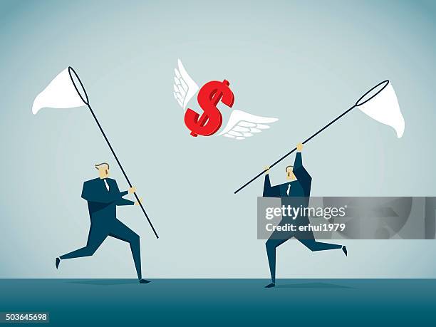 chasing - catching money stock illustrations