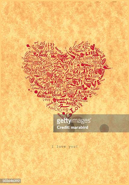 love is all around letter - paperboard stock illustrations