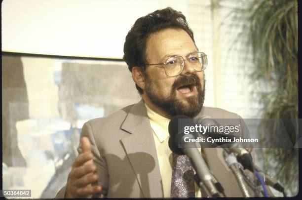 District of Columbia director of the American Civil Liberties Union Morton H. Halperin speaking at a press conference regarding the nomination of...