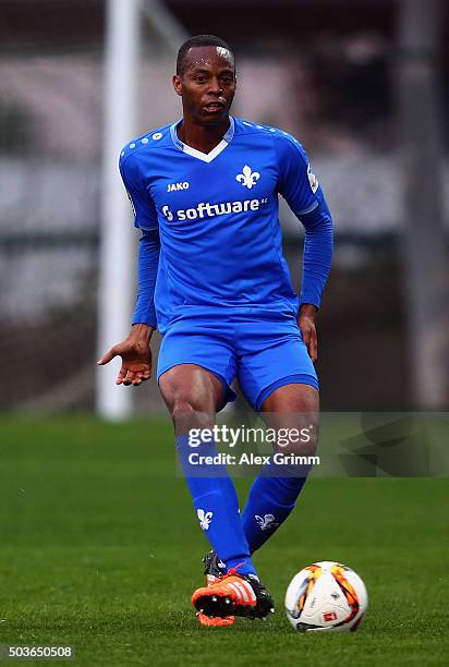 Junior Diaz of Darmstadt controles the ball during a friendly match between SV Darmstadt 98 and Chemnitzer FC on January 6, 2016 in Lara, Turkey.