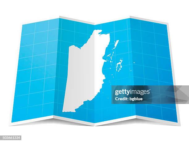 belize map folded, isolated on white background - belize stock illustrations