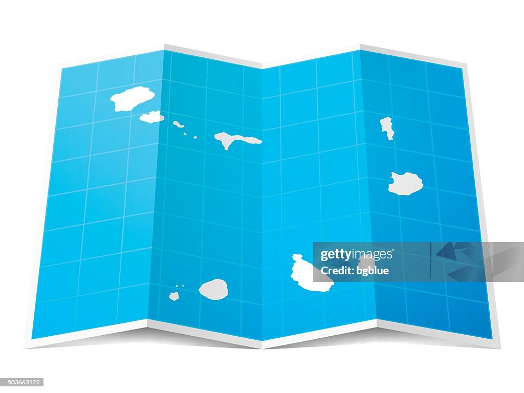 Mapa dobradas Cabo Verde, isolado no fundo branco