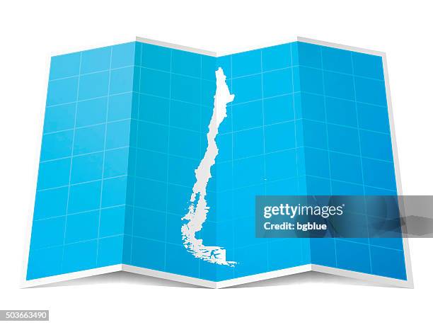chile map folded, isolated on white background - folded map stock illustrations