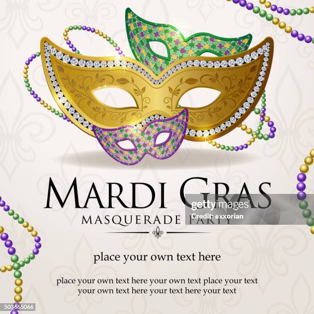 stockillustraties, clipart, cartoons en iconen met mardi gras masquerade party notice - mardi gras