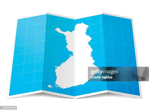 stockillustraties, clipart, cartoons en iconen met finland map folded, isolated on white background - helsinki