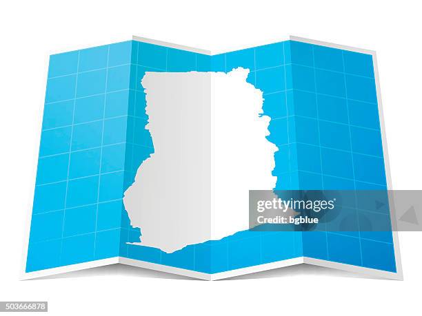 ghana map folded, isolated on white background - accra stock illustrations