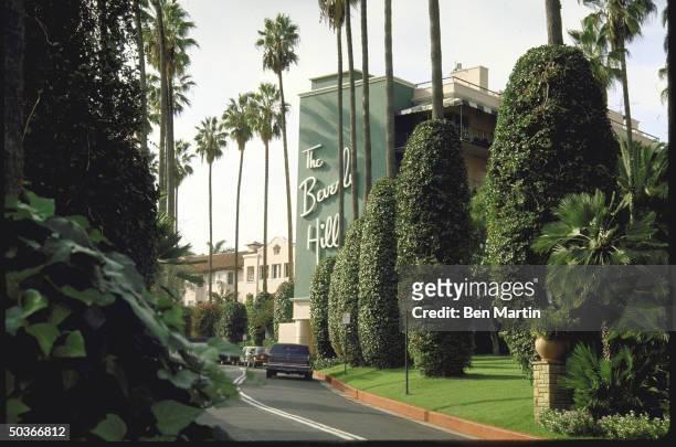 View of the grounds of the Beverly Hills Hotel.