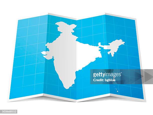 india map folded, isolated on white background - delhi map stock illustrations