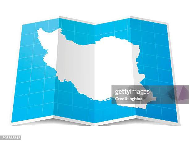 iran map folded, isolated on white background - tehran stock illustrations