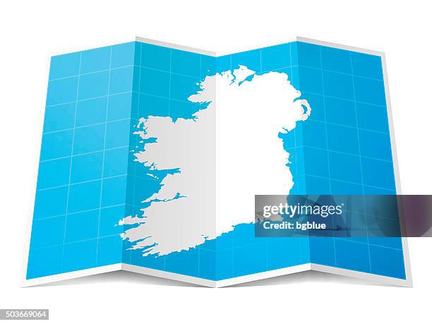 ireland map folded, isolated on white background - folded map stock illustrations