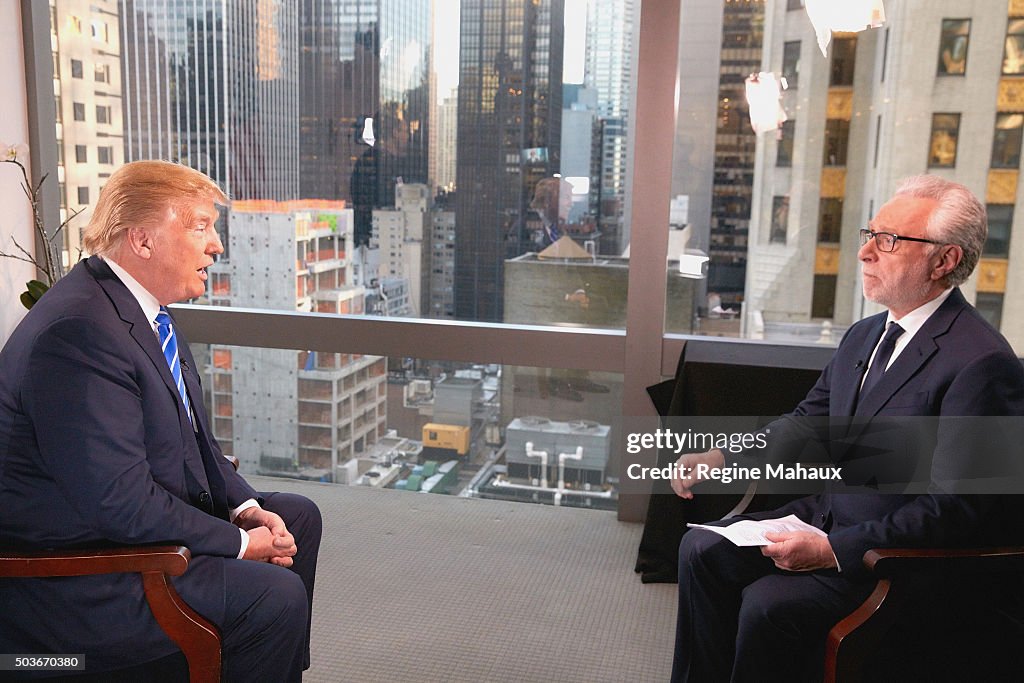 Presidential Candidate Donald Trump Interviewed By Wolf Blitzer For CNN
